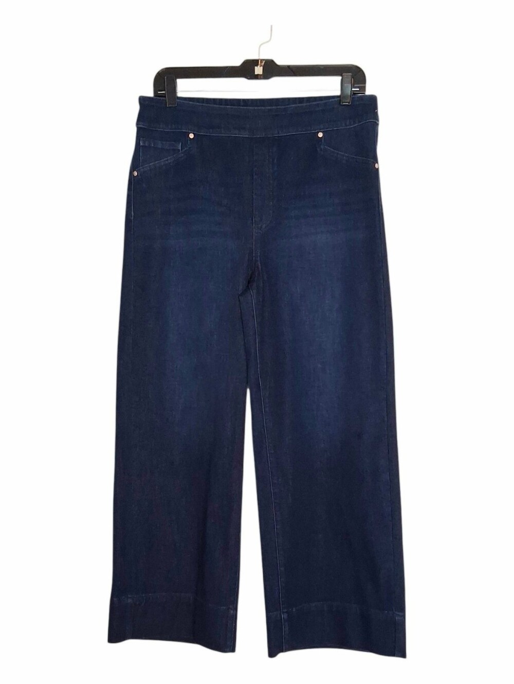 Chico's Pull-on Wide Leg Crop Jeans Sz 10 Stretch Denim Casual Comfy Versatile